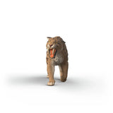Front view of the Schleich Smilodon figure with its mouth open