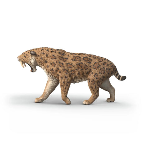 Left side view of the Schleich Smilodon figure