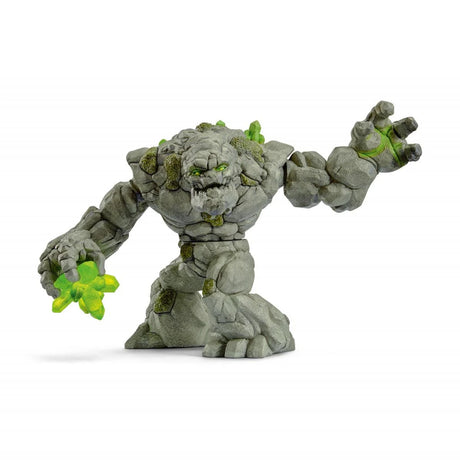 Schleich Stone Monster figure shown from the side with one arm raised and green crystal detail