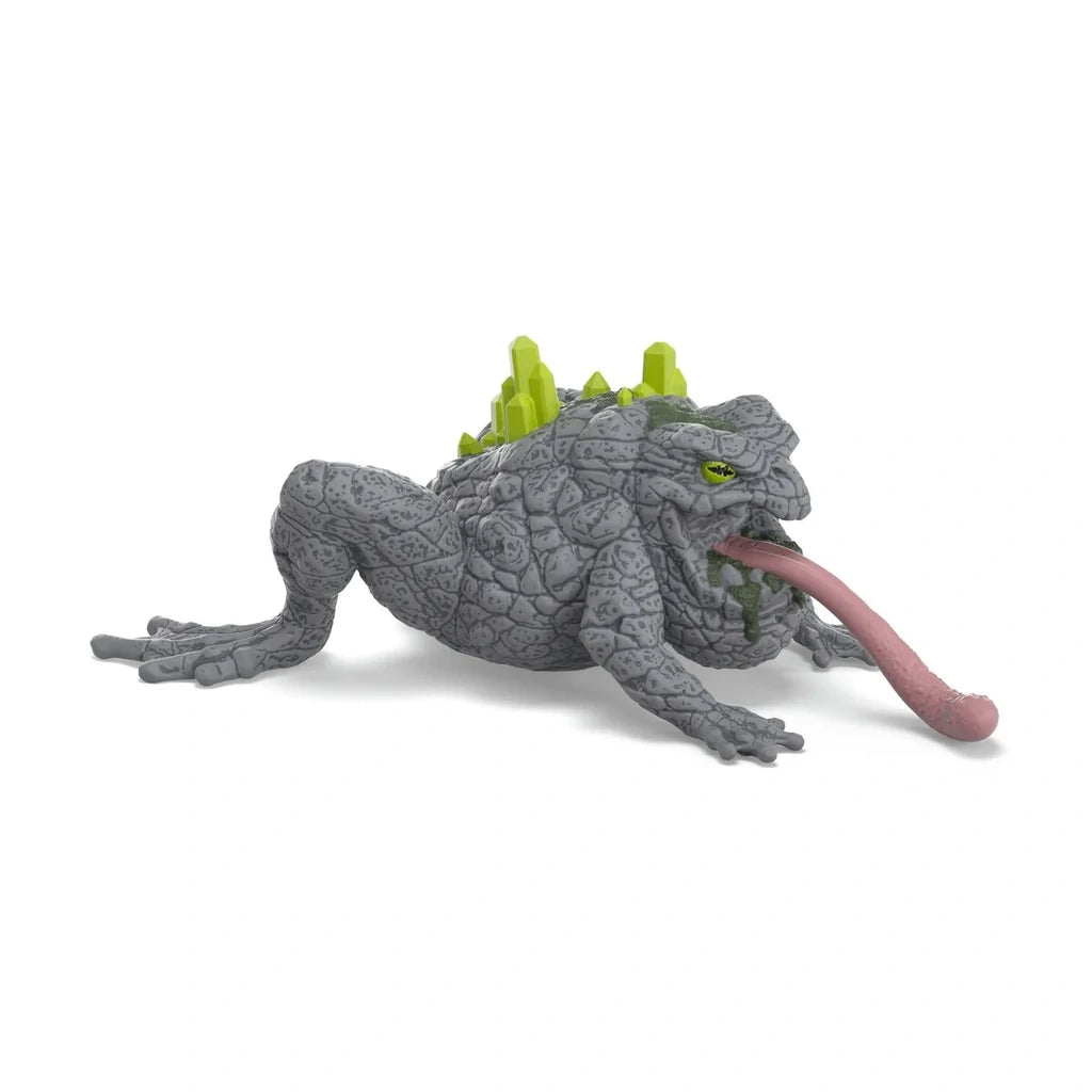 Schleich Stone Toad 70857 with green eyes, crystals and extended tongue