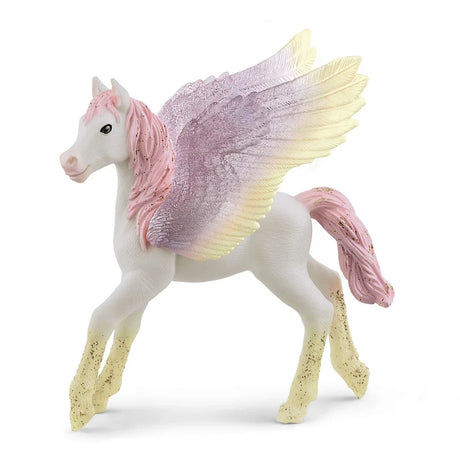 Schleich Sunrise Pegasus Foal figure with pink mane, pastel wings and yellow lower legs