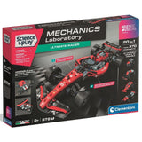 Front of the Science Museum Mechanics Ultimate Racer box showing the completed red racing car.