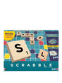 Front of the Scrabble Two Games in One box showing the board, tiles and wooden racks