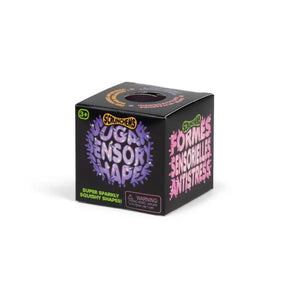 Scrunchems Sensory Sugar Shapes display box with assorted coloured shapes inside