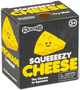 Scrunchems Squeezy Cheese in black retail packaging with the yellow cheese wedge pictured on the front
