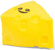 Yellow Scrunchems Squeezy Cheese shown as a wedge with rounded cheese holes and a smiling character face