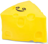 Yellow Scrunchems Squeezy Cheese shown as a wedge with rounded cheese holes and a smiling character face