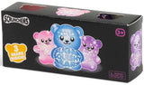 Scrunchems Sugar Bears 3 Pack in black retail packaging showing pink, blue and purple glittery bears on the front