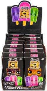 Scrunchems Sugar Ice Lollies retail display box filled with individually packaged assorted lollies