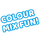 Sensory Motion Bubbler promotional graphic featuring the words Colour Mix Fun in large blue lettering