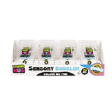 Front view of Brainstorm Trend Hub Sensory Bubbler Stair retail display containing multiple individually packaged liquid bubblers