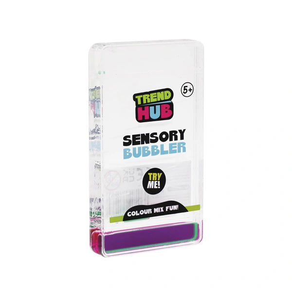 Trend Hub Sensory Bubbler Stair in clear retail packaging with green and pink liquid and a Try Me label