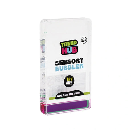 Trend Hub Sensory Bubbler Stair in clear retail packaging with green and pink liquid and a Try Me label