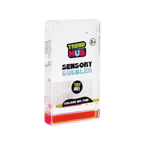 Trend Hub Sensory Bubbler Stair in retail packaging with red and yellow liquid and a Colour Mix Fun label