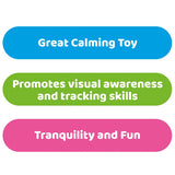 Sensory Bubbler promotional graphic with calming toy, visual awareness and tracking skills, and tranquillity messages