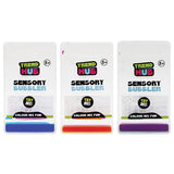 Three packaged Trend Hub Sensory Motion Bubbler Stair toys showing blue, red and green liquid colour combinations