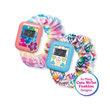 Two Shimmer N Sparkle i-Time watches attached to colourful scrunchie style wrist wraps