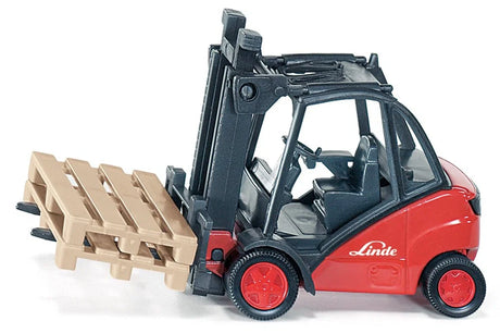 Siku 1:50 Forklift Truck 1722 side view holding a wooden pallet
