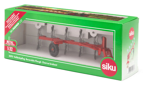 Siku full reversible plough 1:32 displayed inside green Siku Farmer retail packaging with model number 2070 visible
