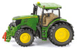 Siku 1:32 John Deere 6210R tractor side view showing the cab interior, large rear wheel and front weight