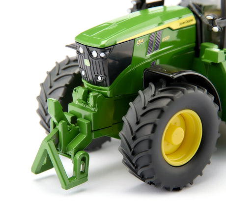 Siku 1:32 John Deere 6M 220 Tractor 3666 close view of the front linkage, bonnet and front tyres