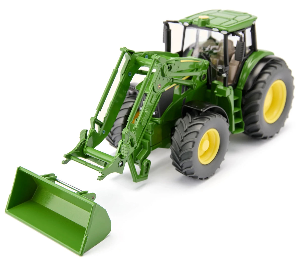 Siku 1:32 John Deere 6M 220 Tractor 3666 with detachable front loader fitted and green bucket lowered
