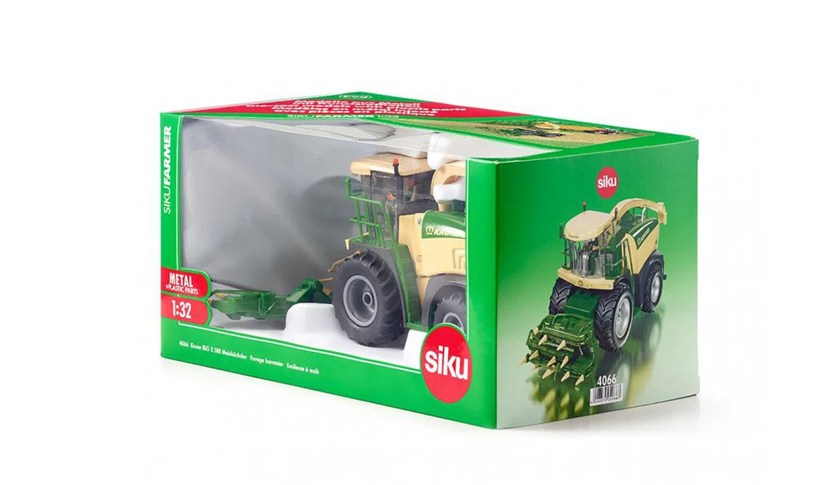 Siku Krone BiG X 580 Forage Harvester 4066 in its green Siku Farmer retail box with the model visible through the front window