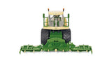 Front view of the Siku Krone BiG X 580 Forage Harvester 4066 with the wide maize header fully extended across the machine