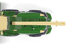 Top view of the Siku Krone BiG X 580 Forage Harvester 4066 showing the green engine cover and long cream discharge spout