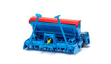 Rear angled view of the Siku Lemken Seed Drill Combination 2278 showing the raised track markers, rear linkage and working components