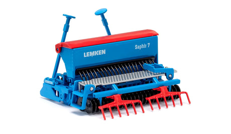 Siku Lemken Seed Drill Combination 2278 viewed across the working section with Saphir 7 hopper, seed coulters, rollers and red tines