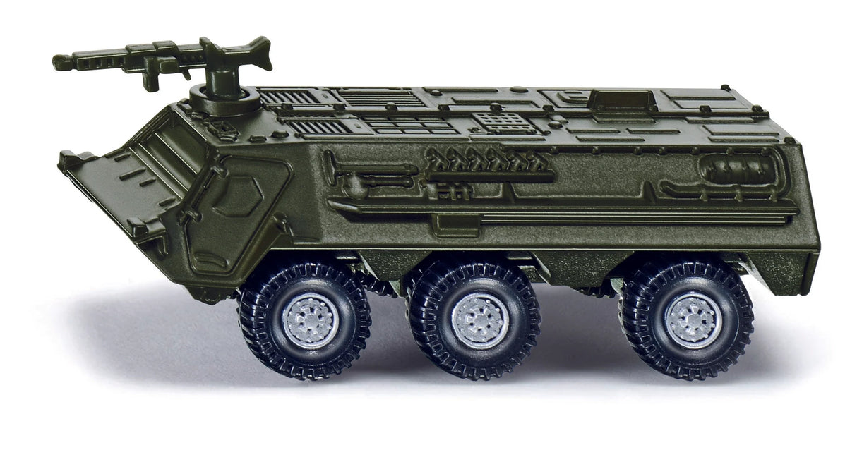 Siku green armoured military vehicle model with roof mounted gun