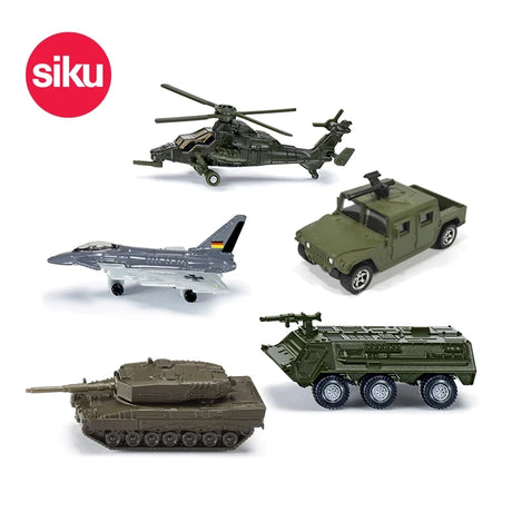 Siku Military Gift Set with helicopter, jet, tank, army vehicle and armoured vehicle