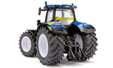 Rear view of the Siku New Holland Police Tractor 3297 showing the glazed cab, Police markings, rear linkage and large agricultural tyres