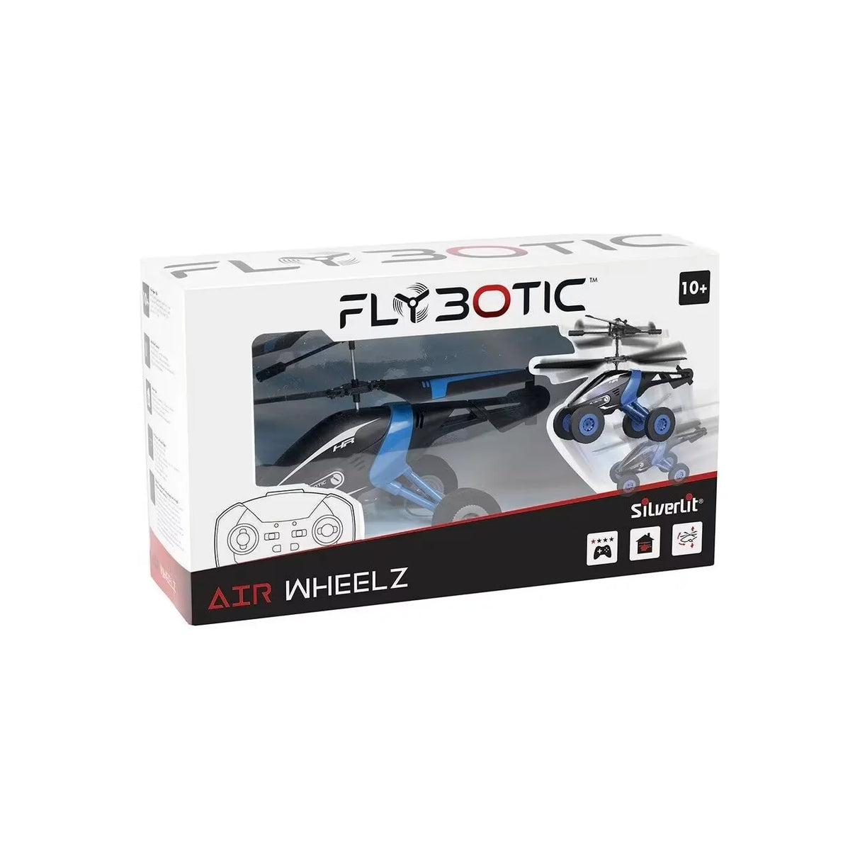 Packaging of Silverlit Air Wheelz showing blue and red models with controller – Ireland