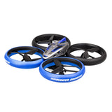 Silverlit Flybotic Bumper Drone Vision front angle showing blue body, camera and protective propeller rings