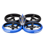 Silverlit Flybotic Bumper Drone Vision front view showing blue body and four protected propellers
