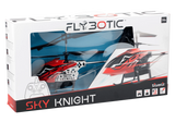 Silverlit Flybotic Sky Knight helicopter in retail box with red helicopter visible through the front window