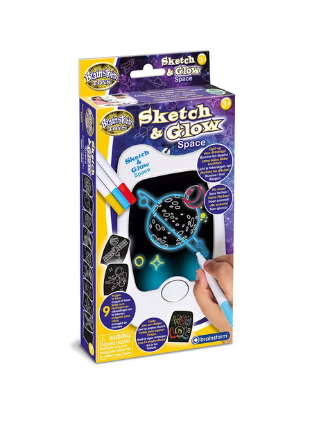 Sketch and Glow Space Drawing Set box showing glowing planet design and included pens