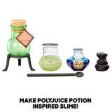 Harry Potter Slime Life Polyjuice Potion product graphic with slime making components and the message Make Polyjuice Potion Inspired Slime.