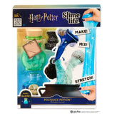 Harry Potter Slime Life Polyjuice Potion promotional packaging graphic featuring blue slime, potion themed artwork and Make and Mix instructions.