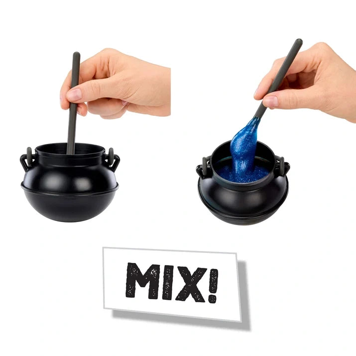 Harry Potter Slime Life Polyjuice Potion slime making demonstration showing the mixing stage, labelled MIX.