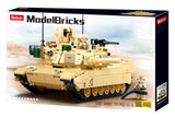 Front of Sluban ModelBricks M1A2 SEP V2 Abrams box showing the 781 piece tank building set and 2 soldier figures