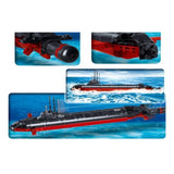 Sluban Nuclear Submarine shown in ocean scenes with close views of the front and rear sections