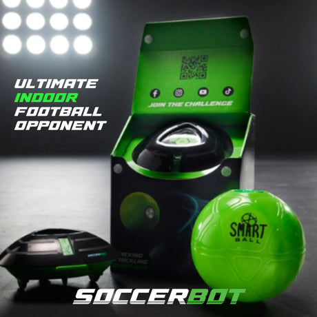 Smart Ball Soccer Bot retail packaging with ball, sensor bot and open box view in Ireland