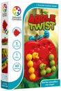 SmartGames Apple Twist box front with red apple board and yellow, green and blue caterpillar pieces