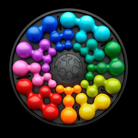 SmartGames IQ Circle board filled with bright ball-shaped puzzle pieces in a circular pattern