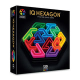 SmartGames IQ Hexagon box front with colourful puzzle pieces on a hexagon board