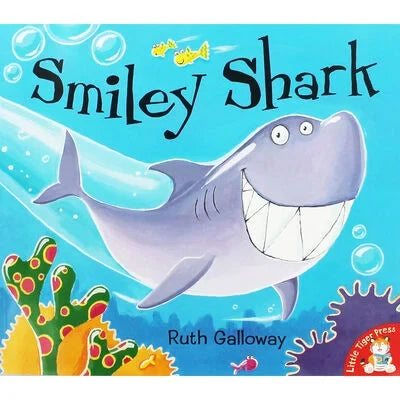 Smiley Shark front cover showing title text and a smiling shark underwater 