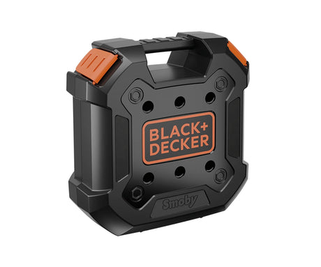 Smoby Black+Decker Bricolo Case closed black toolbox with orange handle and logo